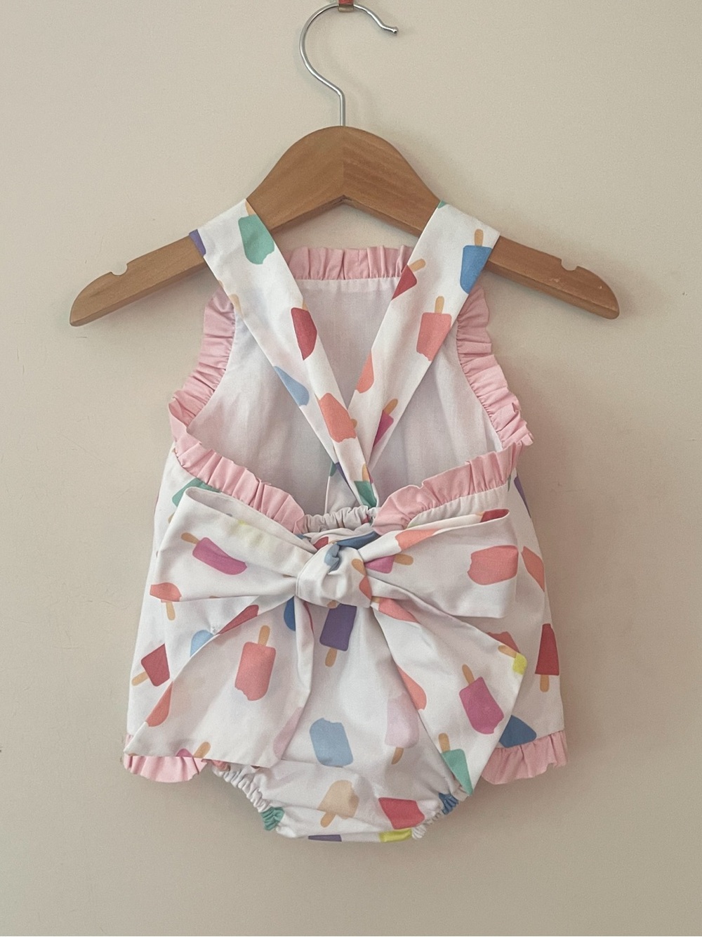 MAGNOLIA STEEL EUC/LN Colorful Pastel Popsicle Statement Bow Poplin Sunsuit